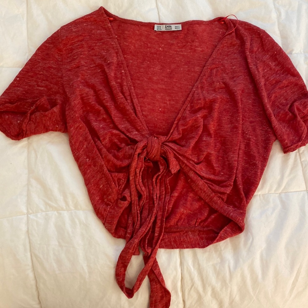 ZARA RED TIE UP TOP